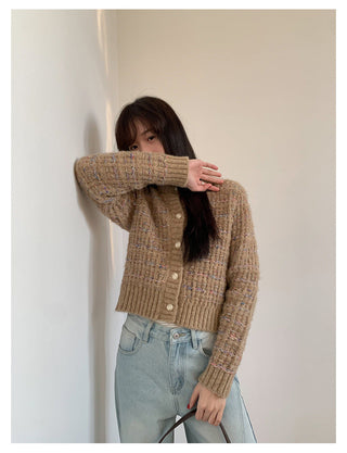 woven cropped cardigan