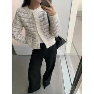woven cropped cardigan