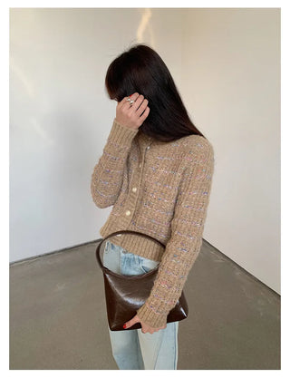 woven cropped cardigan