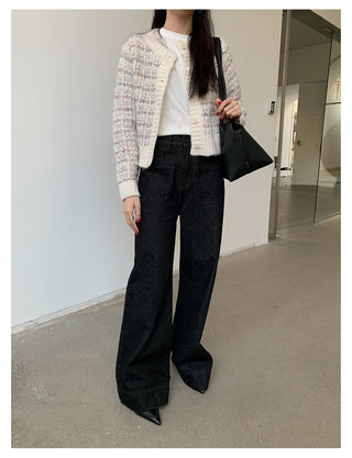 woven cropped cardigan