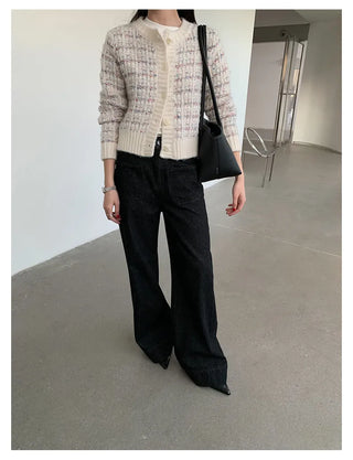 woven cropped cardigan