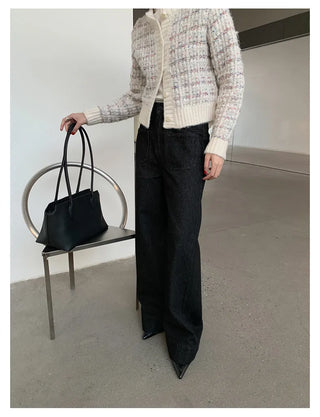 woven cropped cardigan