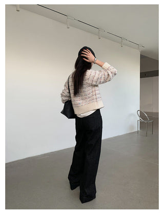 woven cropped cardigan