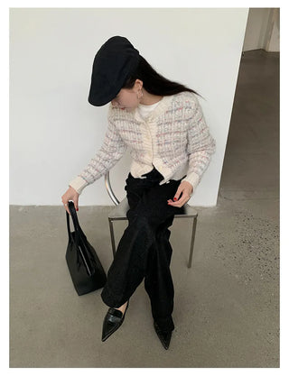 woven cropped cardigan