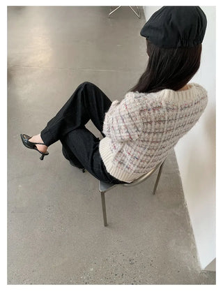 woven cropped cardigan