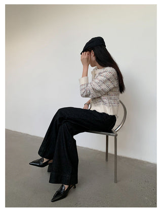 woven cropped cardigan