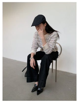 woven cropped cardigan