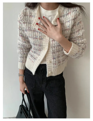 woven cropped cardigan