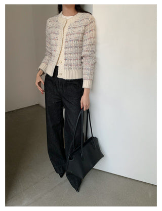 woven cropped cardigan