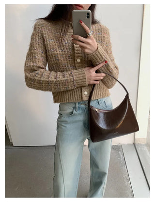 woven cropped cardigan