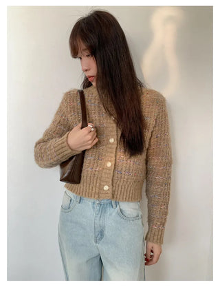 woven cropped cardigan