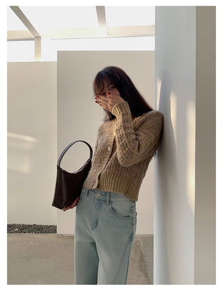 woven cropped cardigan