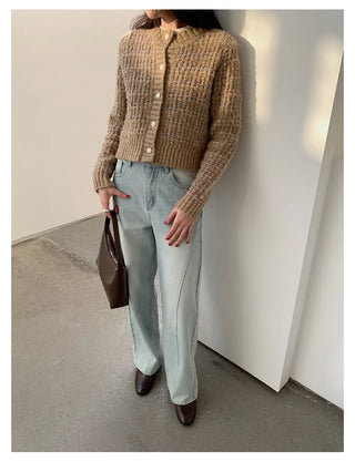 woven cropped cardigan