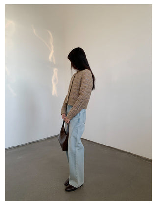 woven cropped cardigan