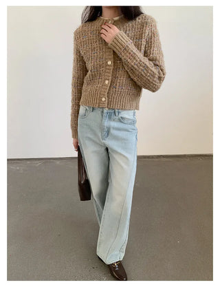 woven cropped cardigan