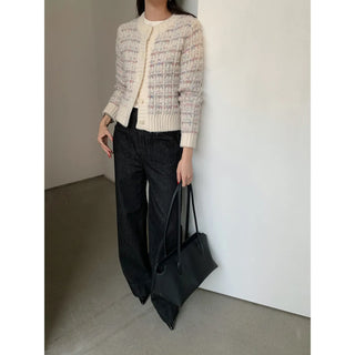 woven cropped cardigan