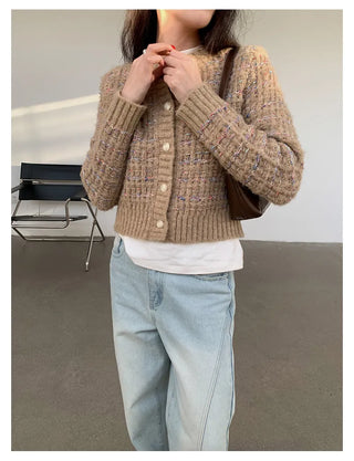 woven cropped cardigan