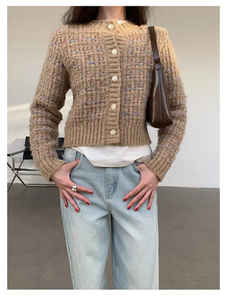 woven cropped cardigan