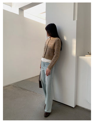 woven cropped cardigan