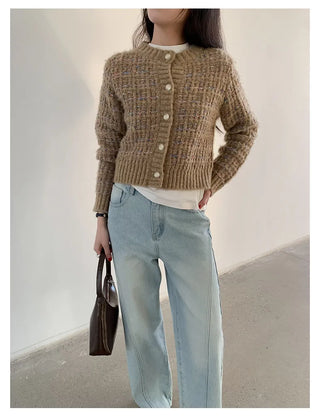 woven cropped cardigan