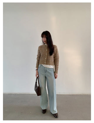 woven cropped cardigan