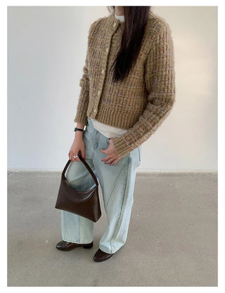 woven cropped cardigan