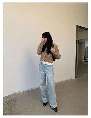 woven cropped cardigan