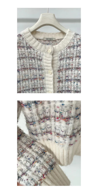 woven cropped cardigan