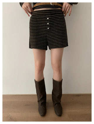 knit striped shorts