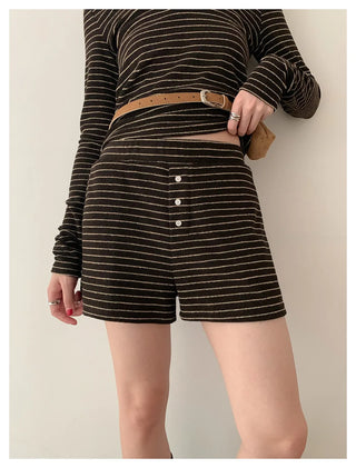 knit striped shorts