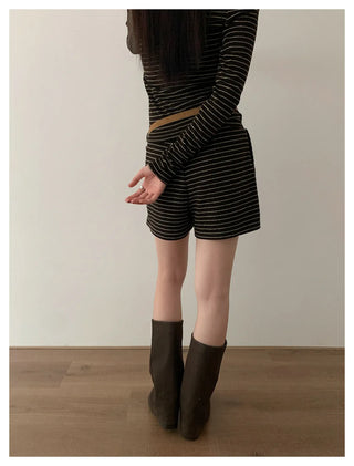 knit striped shorts