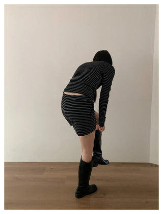 knit striped shorts