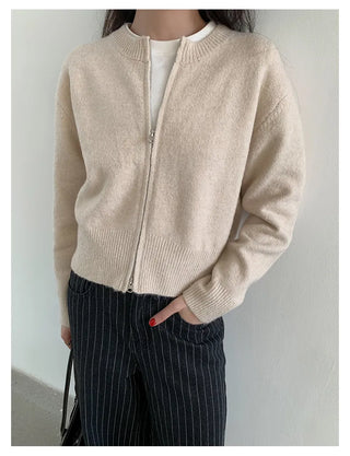 letter knit coat