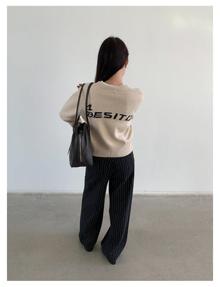 letter knit coat