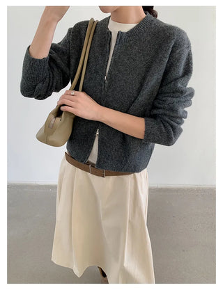 letter knit coat