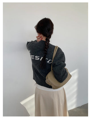letter knit coat