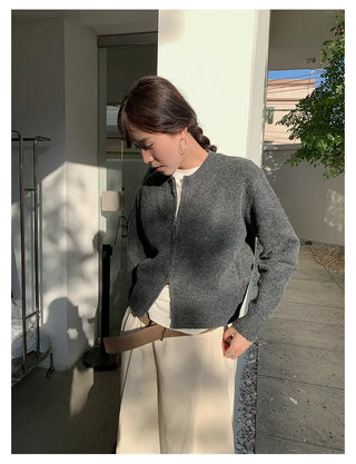 letter knit coat