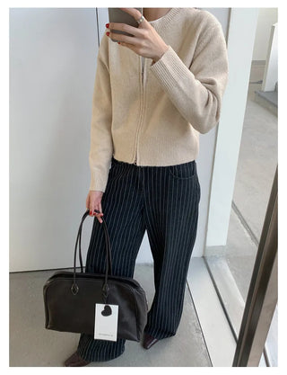 letter knit coat