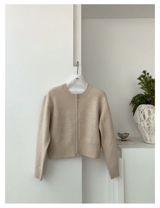 letter knit coat