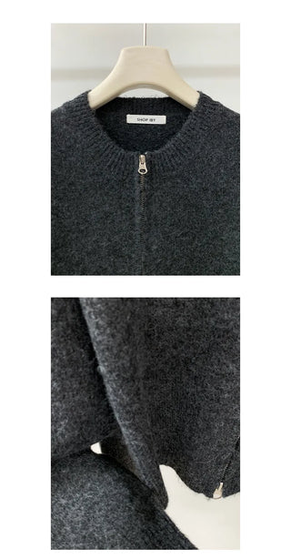 letter knit coat