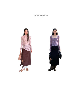 ruffled split skirt