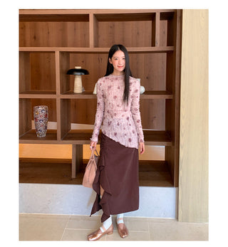 ruffled split skirt