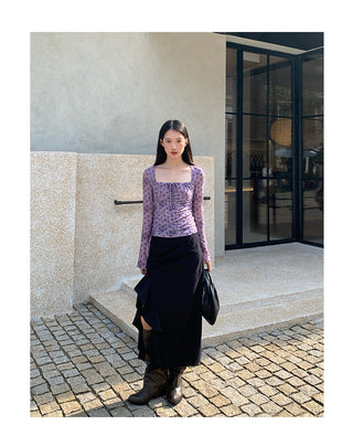 ruffled split skirt