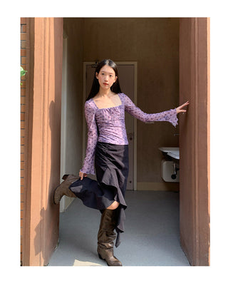 ruffled split skirt