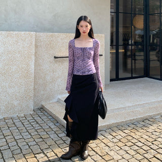 ruffled split skirt