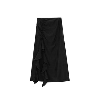 ruffled split skirt