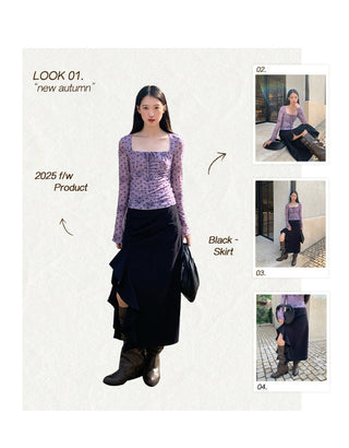 ruffled split skirt