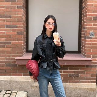 pu leather jacket