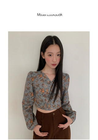 floral V-neck Top