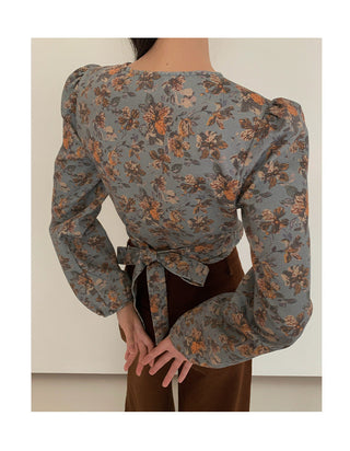 floral V-neck Top